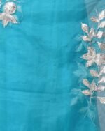 Embroidered Saree with Scalloped Border - Image 5