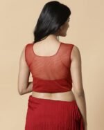 Women Pleated Georgette Saree with Embellished Blouse - Image 5