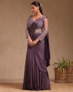 Women Ready To Wear Saree With Cutdana Pre-stitched Saree - Image 4
